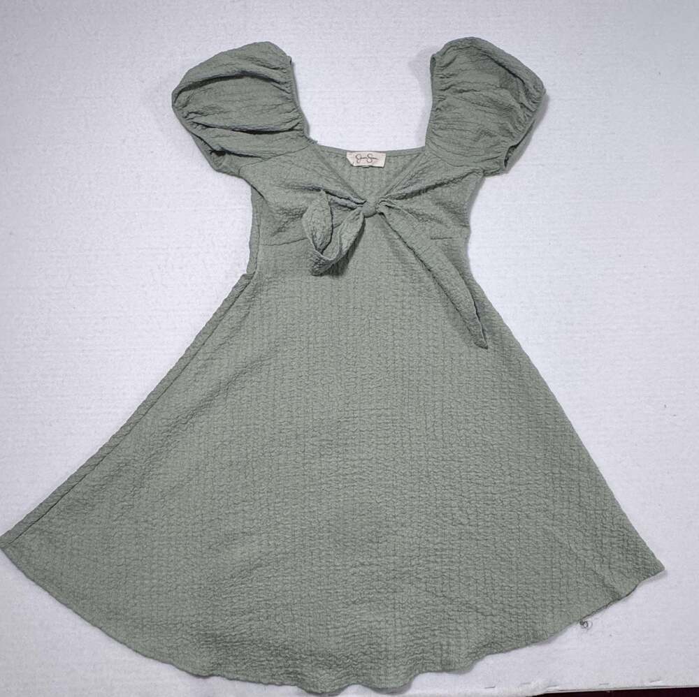 Jessica Simpson Puff Sleeve Tie Front Mini Dress Size Small